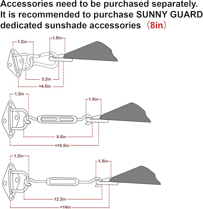 SUNNY GUARD Custom Size 11'x16' Rectangle Butter Cream UV Block Sunshade - Image 3