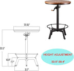 Topower Industrial Pub Table 23.65" Round Wood Top Adjustable Height 33.5"-39.4" - Image 3