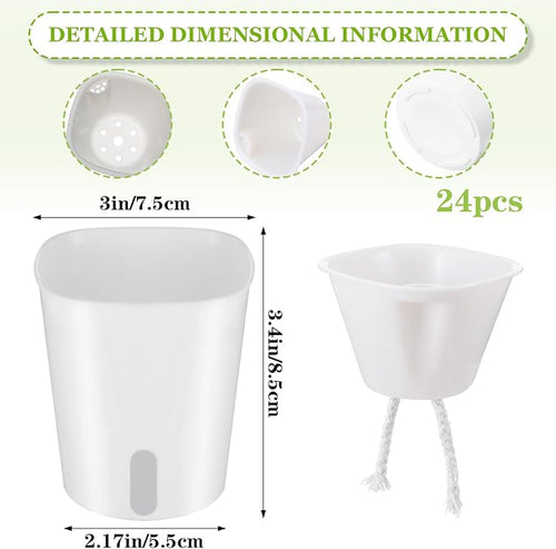 24 Pcs Self Watering Pots for Indoor Plants, 3 Inch White Plastic Self Watering - Image 2
