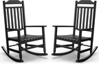 Patio Rocking Chair Outdoor Set of 2, Weather Resistant Poly Resin Oversized by GYMHILL