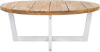 SAFAVIEH Outdoor Collection Leo Natural/White Solid Wood Round Coffee Table - Image 7