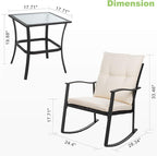 Vongrasig 3 Piece Outdoor Rocking Chair Set, PE Wicker Rattan Small Bistro Set - Image 2