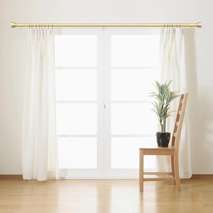 Curtain Rods for Windows 48 to 84, 1 Inch Adjustable Gold Heavy Duty Long - Image 3