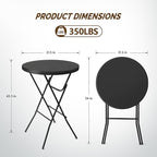 VINGLI 32" Plastic Folding Round Table Bar Height, HDPE Matrial - Image 3