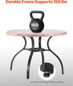 VEVOR Outdoor Patio Dining Table, 41 inch Round Wood-Like Steel Slat Backyard - Image 5