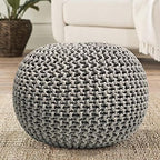 FRELISH DECOR Round Pouf Ottoman Hand Knitted 100% Cotton Pouf Foot Stool - Image 6