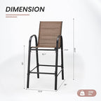 HOMREST Outdoor Bar Height Stools Set of 4, High Back Patio Chairs - Image 3