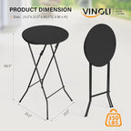 VINGLI 24" Plastic Folding Round Table Bar Height, HDPE Matrial - Image 3
