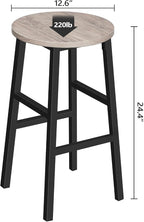 Bar Stools, 24.4 Inch Kitchen Breakfast Bar Chairs, Industrial Bar Stools - Image 3