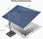 PURPLE LEAF Patio Umbrella 10' X 13' Rectangle Cantilever Umbrella Large - Image 9