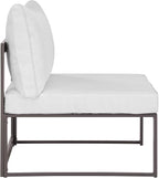 Modway Fortuna Aluminum Outdoor Patio Armless Chair in Brown White - Image 3