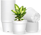 20 Pack 6 Inch Plant Pots with Drainage and Saucers, Stackable Nursery Planters by SwinDuck