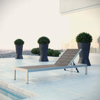 Modway Shore Aluminum Outdoor Patio Chaise Lounge Chair in Silver Gray - Image 2