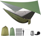 Camping Hammock with Rain Fly Tarp and Mosquito Net Tent Tree Straps, Portable - Image 9