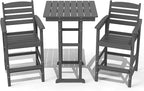 3-Piece Adirondack Bar Table and Chair Set, HDPE All-Weather Bar Height Chairs by NAVINE