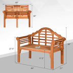 Tangkula Folding Outdoor Eucalyptus Wood Bench, 49” Large Foldable Solid Wood - Image 3