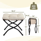 HollyHOME 15" Folding Footrest Stool, Upholstered Small Foldable Ottoman - Image 3