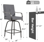 Patio Swivel Bar Stools Set of 4, Outdoor Bar Height Swivel Chairs - Image 2