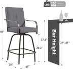 Patio Swivel Bar Stools Set of 2, Outdoor Bar Height Swivel Chairs - Image 3