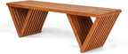 VINGLI Outdoor Wooden Bench, 600lb Capacity Outdoor Backless Benches - Image 7