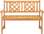 Outvita Wooden Garden Bench, Outdoor Wood Patio Bench, Rustic Two Person - Image 4