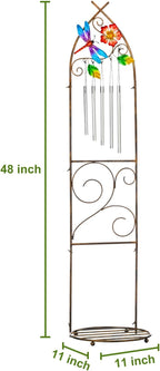 Plant Stands with Garden Trellis, 48” Metal Standing Wind Chimes Plant Pot - Image 3