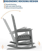 GarveeLife Outdoor Rocking Chair Set of 2, HDPE Weather Resistant Patio Rocking - Image 4