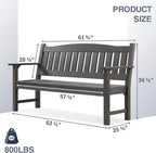 Psilvam 3-Person Outdoor Memorial Bench, All-Weather Poly Lumber Garden Bench - Image 3
