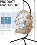 SWITTE Egg Chair Outdoor with Stand, Indoor Wicker Hanging Egg Swing Chair with - Image 3