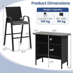 Tangkula 3 Piece Outdoor Bar Set, Patio Bar Height Table & Armchairs - Image 4