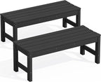 SERWALL 47 Inches Outdoor Bench Set of 2, All Weather HDPE Backless Bench by SERWALL