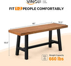 VINGLI Outdoor Bench with Metal Legs Rustic, Wood Dining Bench Indoor Outdoor - Image 3