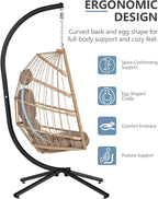SWITTE Egg Chair Outdoor with Stand, Indoor Wicker Hanging Egg Swing Chair with - Image 7