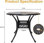 35" Outdoor Dining Table, Cast Aluminum Patio Bistro Table - Image 3