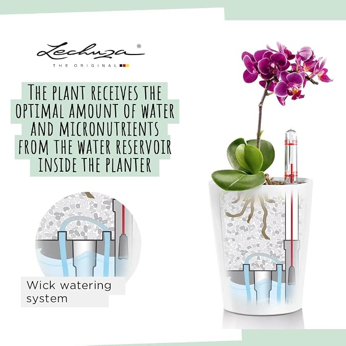 Lechuza MINI-DELTINI Shiny Taupe High Gloss, Self-Watering Small Indoor Planter - Image 2