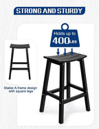 Weatherproof Bar Stools Set of 2, Saddle Seat, Bar Height Stools - Image 5