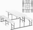 VINGLI Folding Picnic Table and Bench Set, Portable Outdoor Dining Furniture by VINGLI