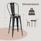 Giantex Metal Bar Stools Set of 4, Rubber Feet, Industrial Stackable Barstools - Image 3