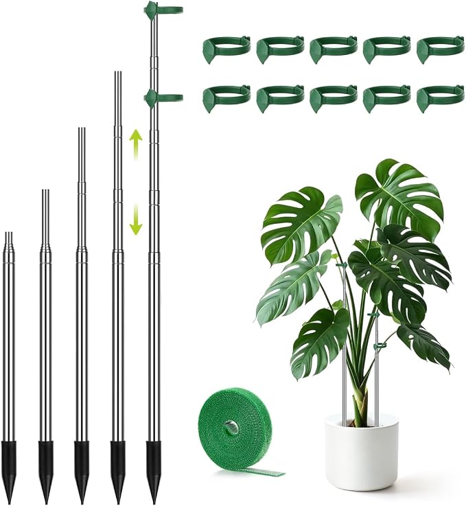 Aieve Extendable Plant Stakes, 13in to 49in Stainless Steel Telescoping by Aieve