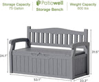 Patiowell 75 Gallon Plastic Storage Bench, Water-Resistant Deck Box - Image 3
