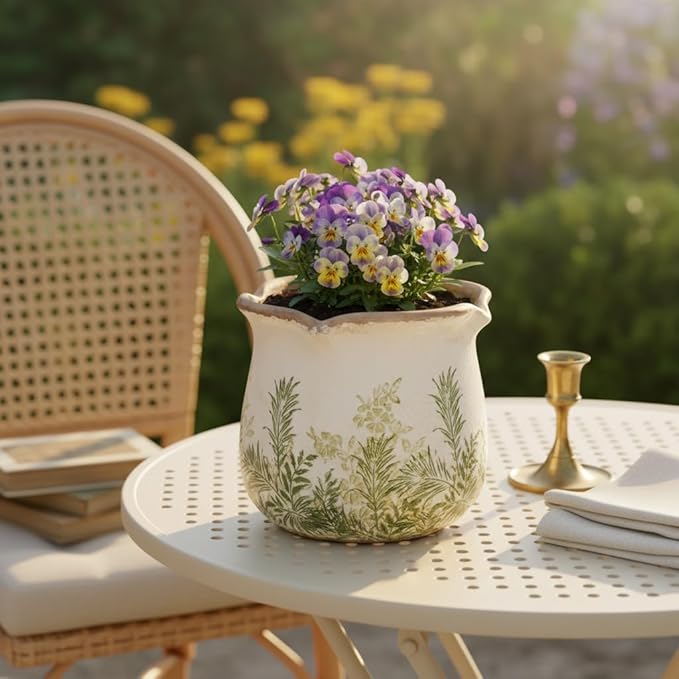 Cottagecore Ceramic Vase and Planter, 6 Inch Flower Pot - Image 5
