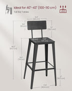 VASAGLE Set of 2 Bar Stools, Bar Height Stools, 29.1 Inches Tall Barstools - Image 2