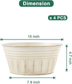 vensovo 10 Inches Beige Metal Rustic Plant Pots - Image 2