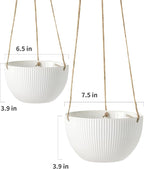 UBEE Ceramic Hanging Planters Indoor Outdoor, 7.5 Inch + 6.5 Inch Hanging - Image 3