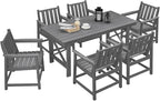 7 Pieces HDPE Outdoor Dining Set, Patio Dining Set by SeeHill