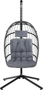 SWITTE Egg Chair Outdoor with Stand, Indoor Wicker Hanging Egg Swing Chair with - Image 8