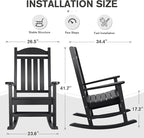 Devoko HDPE Rocking Chair Plastic Outdoor Indoor Patio Rocker Chair High Back - Image 3