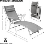 Giantex Chaise Lounge Chair for Outside, Pool Folding Reclining Beach Chair - Image 3