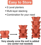 DUNCHATY Stackable Planters 5 Tier Vertical Garden Planting Tower Planters - Image 6
