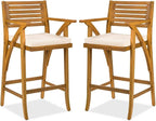 Best Choice Products Set of 2 Outdoor Acacia Wood Bar Stools Bar Chairs by BestChoiceProducts